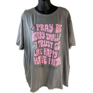 Ss Simply Southern Oversized Tshirt "Pray Big" Os Gray Prink